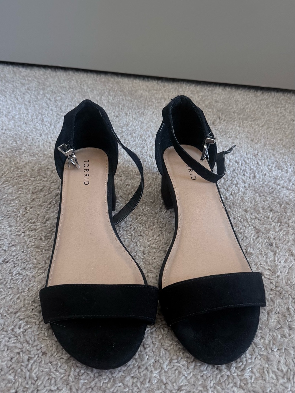 torrid Black Suede Ankle-Strap Block Heel Sandals